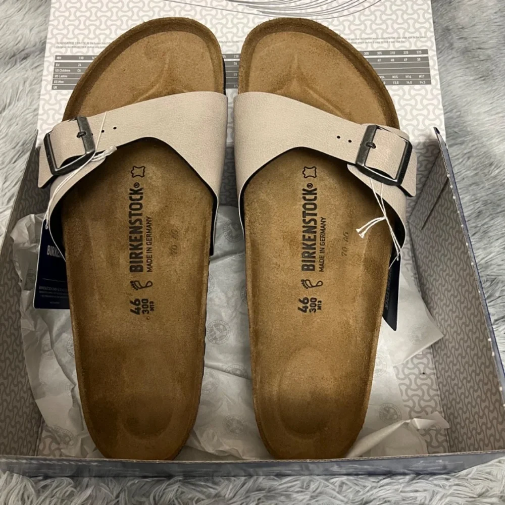 New Birkenstock Men Madrid Birko-Flor Sandals Pull Up Stone - Picture 5 of 7